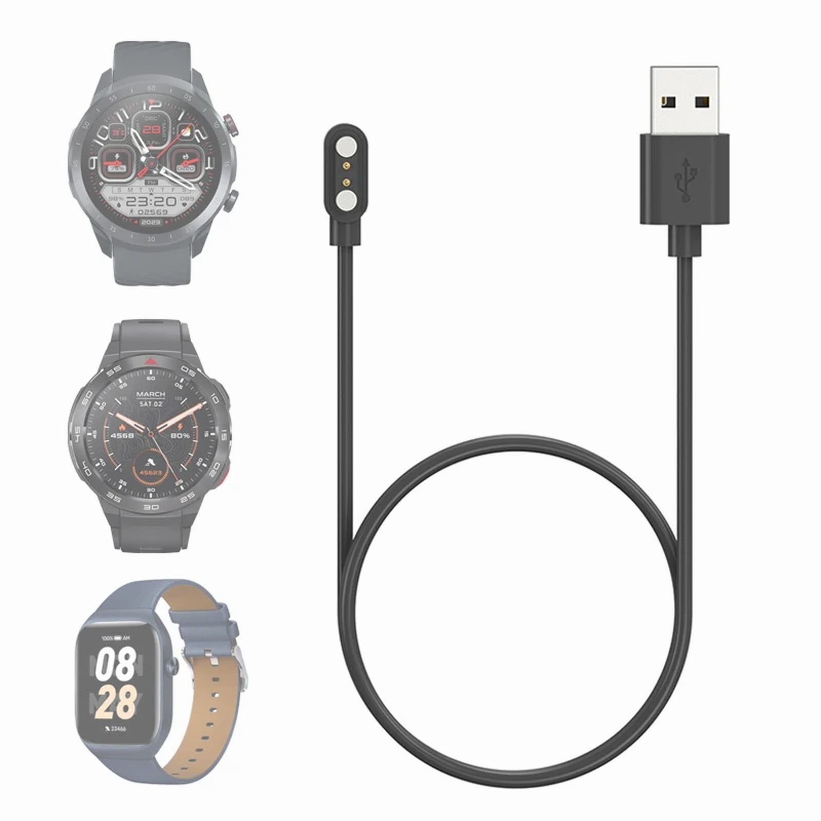 Dock Charger USB Cable for Mibro GS GS Pro A2 T2 T1 C4 C3 C2 Lite 3 Lite 2 Smart