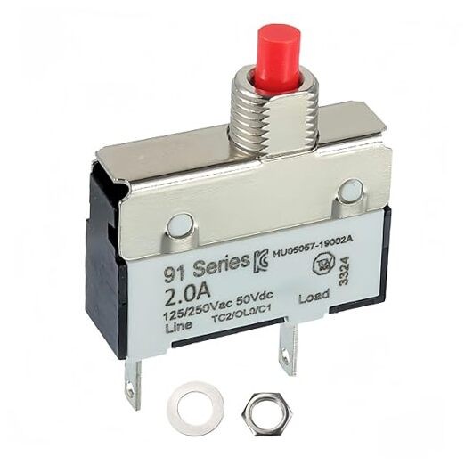 2 Amps 125/250V AC 50V DC Manual Reset Push Button Thermal Circuit 1 Pack 2A