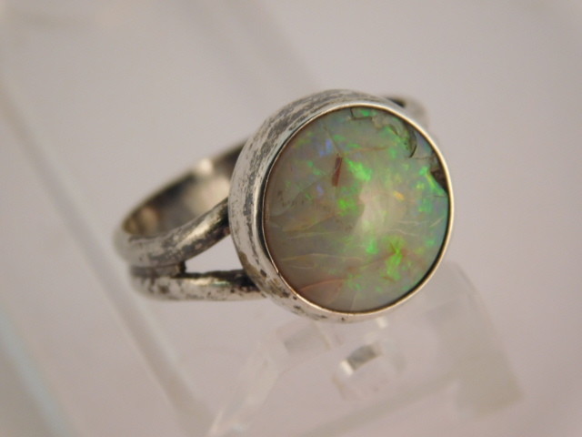 OPAL STERLING SILVER RING SZ 6 3/4 ARTISAN HANDCRAFTED 3.4 GRAMS