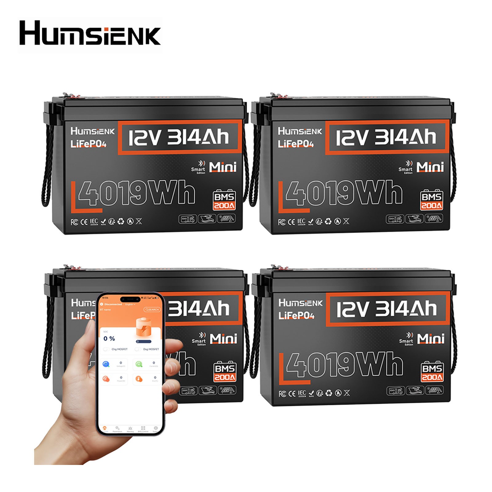 1/2/3/4 Pack 12V 314Ah 300Ah LiFePO4 Battery 200A BMS Cycles Solar Camping RV