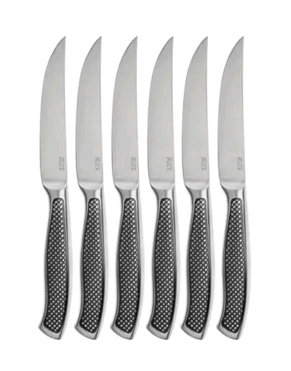 Wolfgang Puck 6 Piece Stainless Steel Steak Knife Set-Black-NEW IN BOX