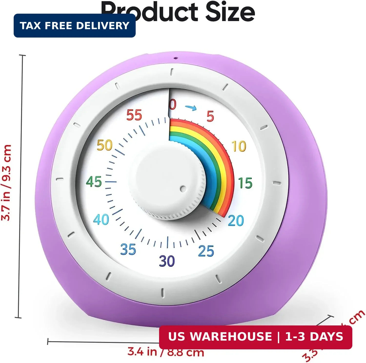 60 Minute Visual Timer for Kids, Rainbow Silent Countdown Clock | Time Managemen