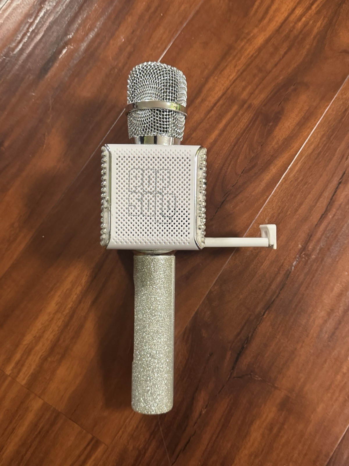 Bluetooth Cordless Handheld Karaoke Microphone w/ Built-In Speaker, Silver