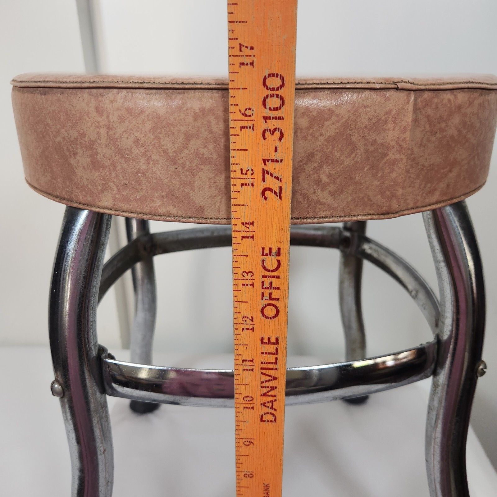 Vintage 1950s Doctor's Examination Stool 4 Chrome Legs Vinyl Cushion Top RETRO