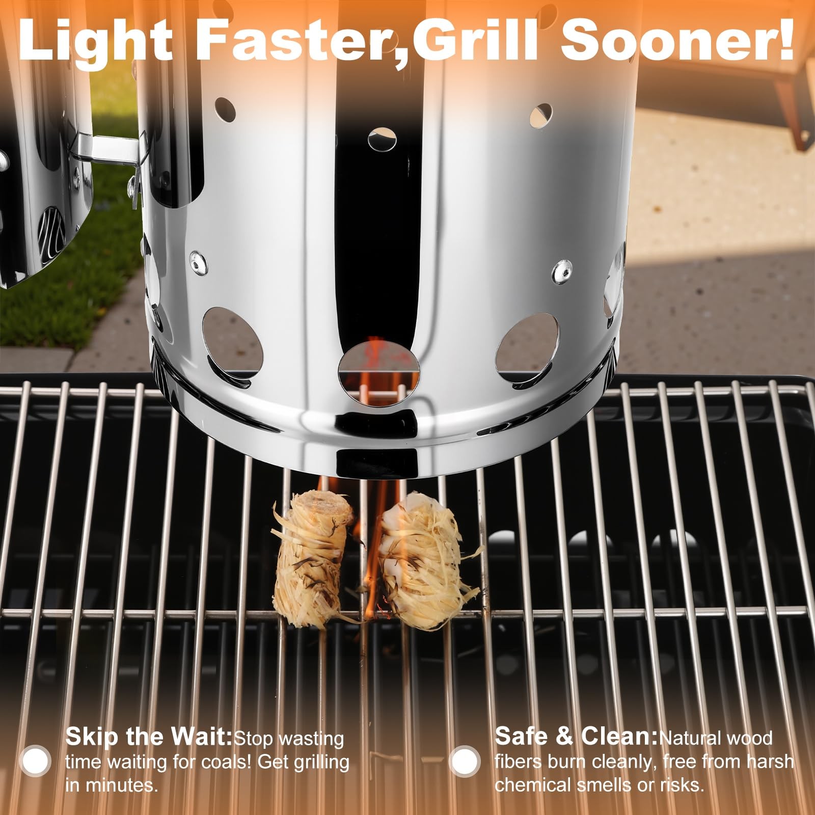SUNLIFER Charcoal Chimney Starter, BBQ Grill Quick Rapid Fire Starter Chimney...