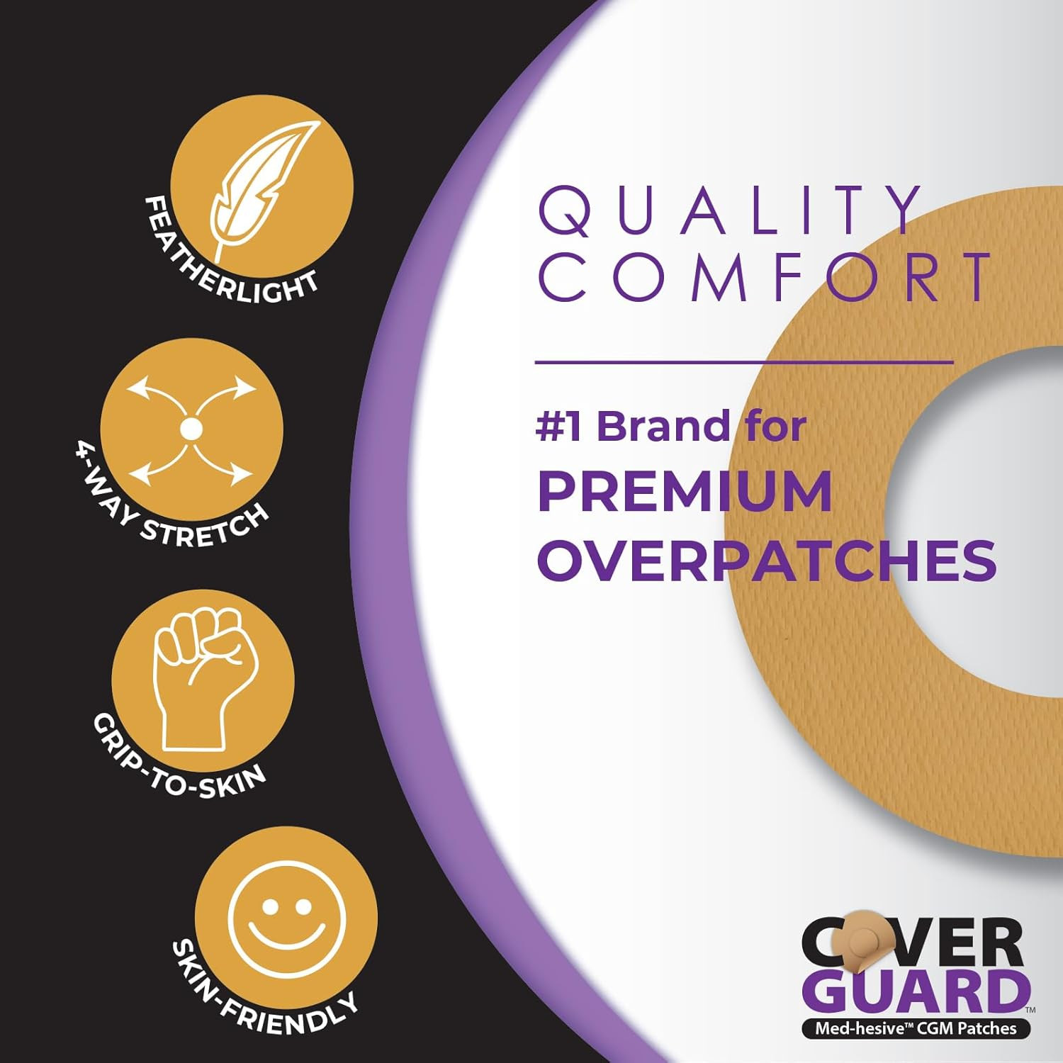 CGM Overpatch | Dexcom G7, Stelo | Tan Center-Cut Design| 25-Count | Waterproof