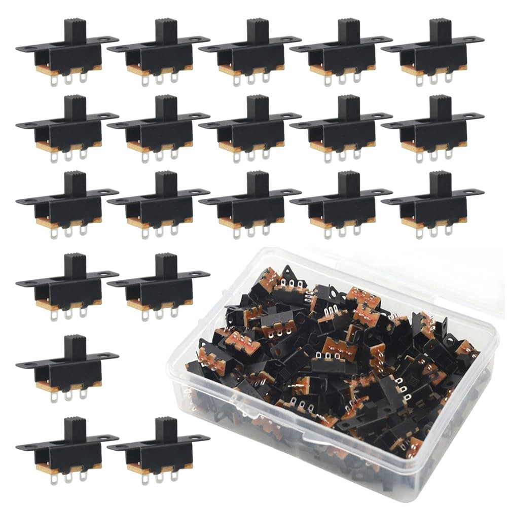 100 PCS 0.5A 50V DC 3 Pin On/Off 2 Position Panel Mount Mini Slide Switch