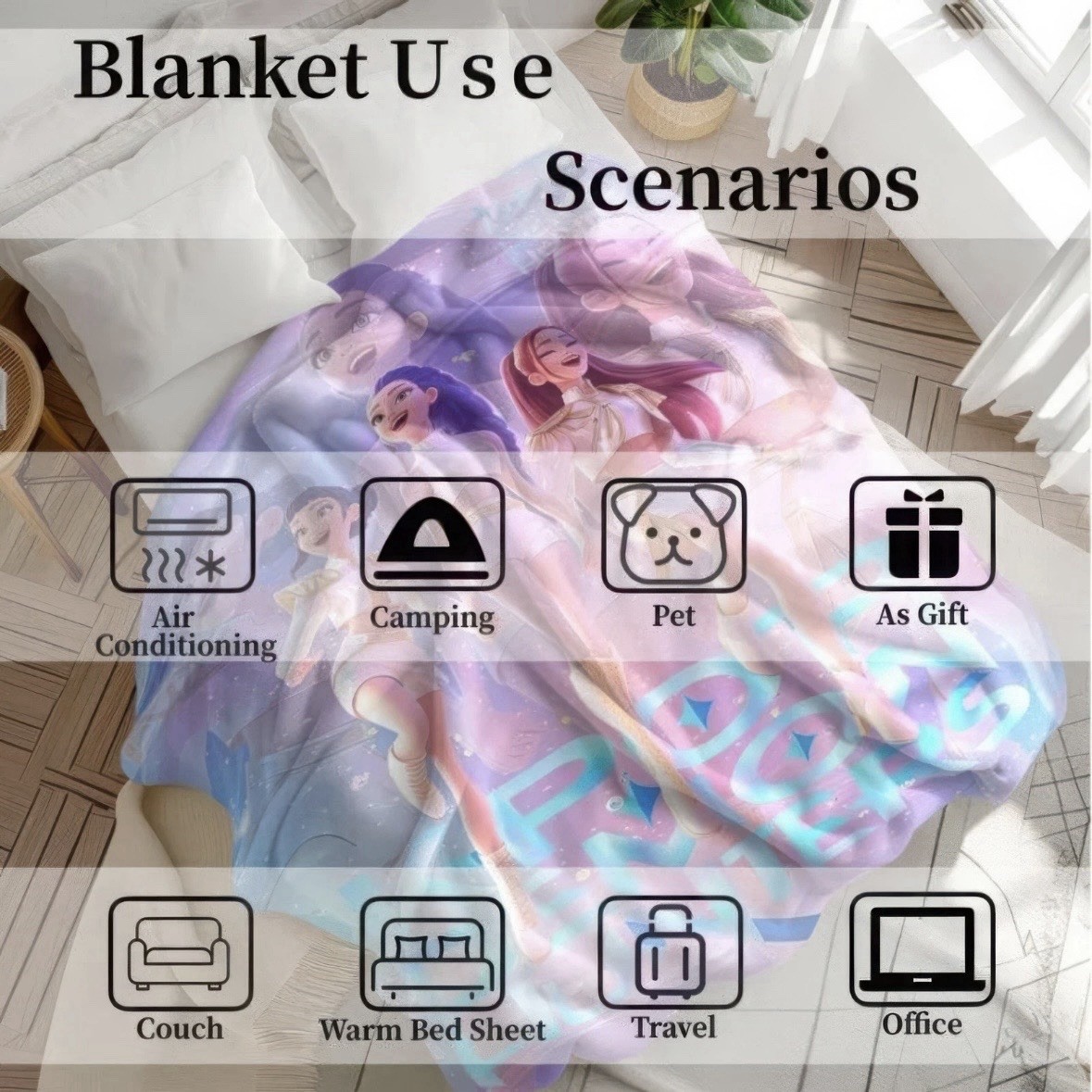 Graffiti Pattern Large Sublimation Front Print Flannel Throw Blanket 6263-1