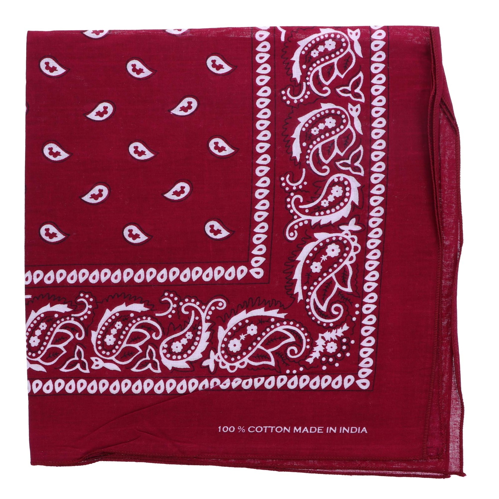 Motique Accessories Extra Large Paisley Bandana 27x27 X-Large, Burgundy