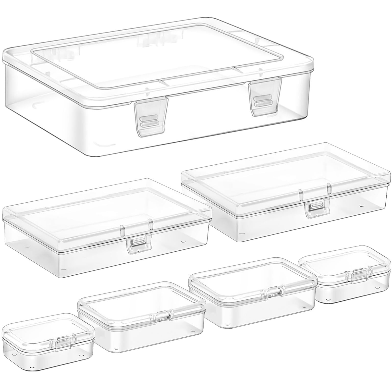 Jutieuo Clear Small Plastic Storage Containers with Lids, 7 Pack