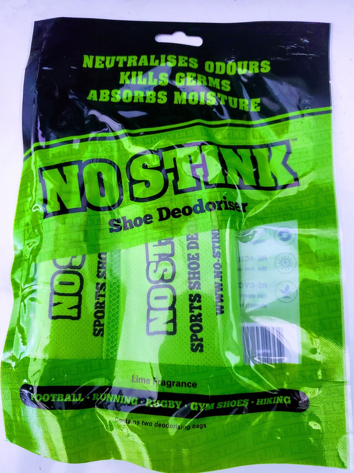 No Stink deodorizer and moisture absorber. Remove bacteria and bad smells
