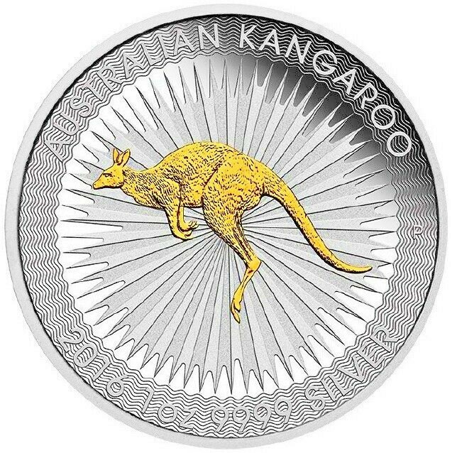 Australian First Gilded 2016 Kangaroo Proof Silver 1 oz Dollar $1 Coin Australia