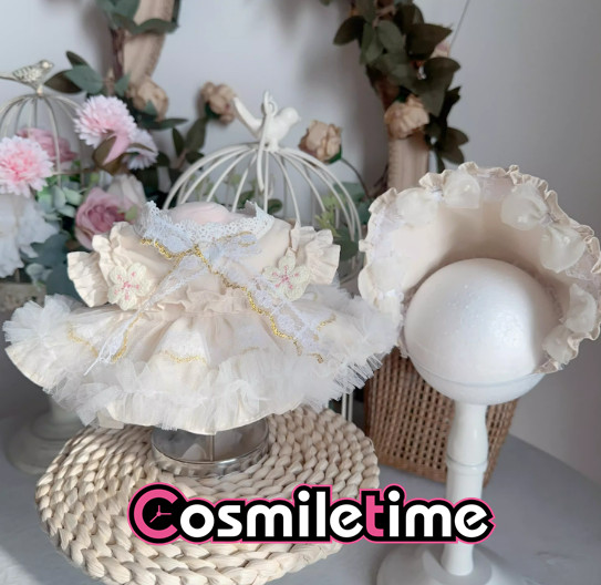 Hand-made For 15cm 20cm 40cm Plush Doll Beige Skirt Clothes Clothing Dress Up XM