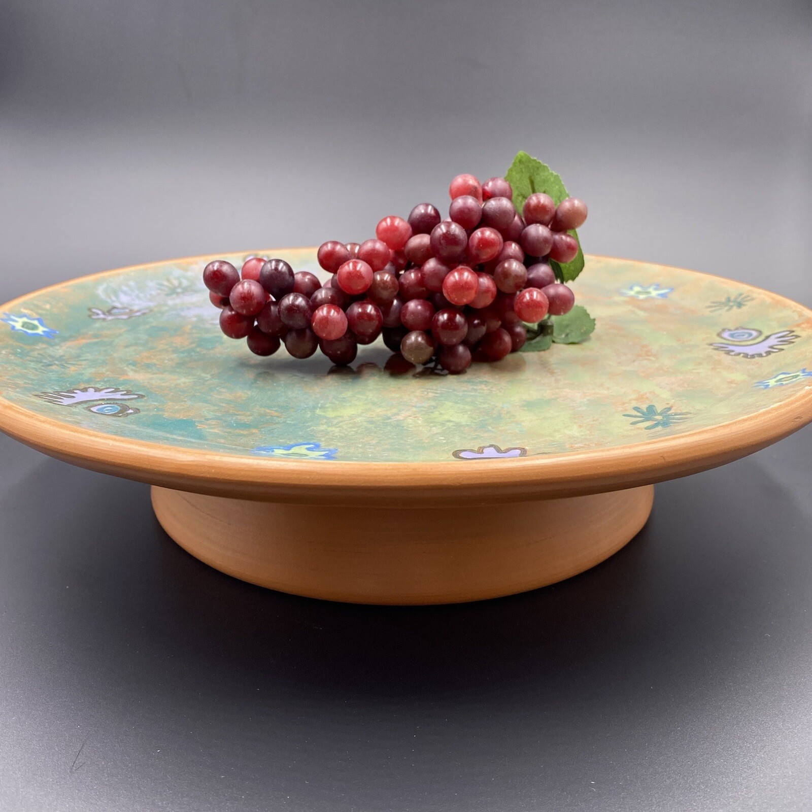 vintage Seminario Urubamba Handmade  Red Clay Pottery Cusco Peru Cake Stand 13”
