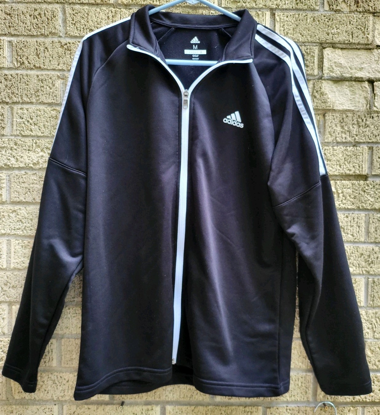 Adidas Mens Golf Full Zip Long Sleeves UPF 50 Black Sz Medium