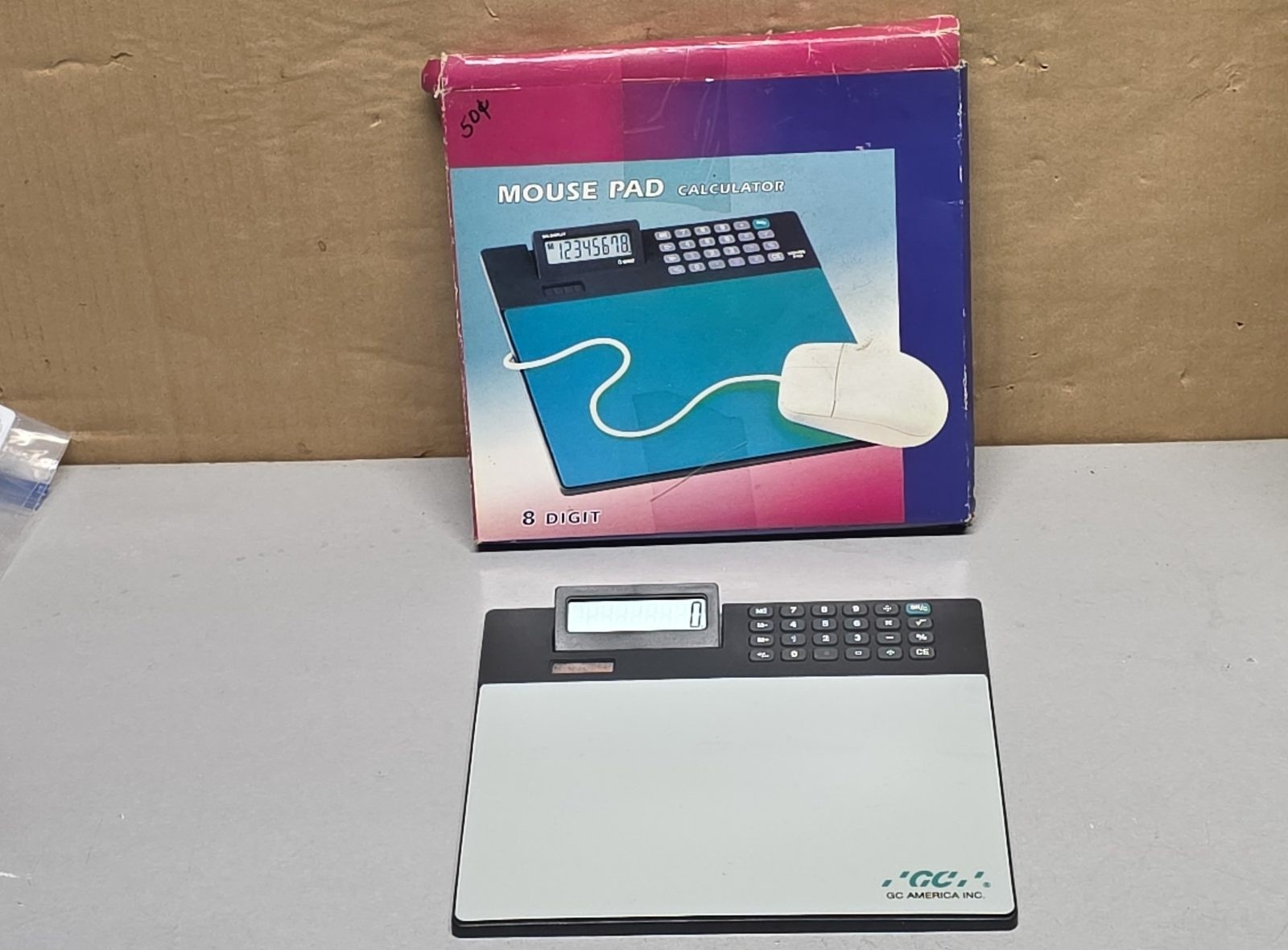 GC America Mouse Pad Calculator 8-Digit Dual Power Solar Desk Accessory