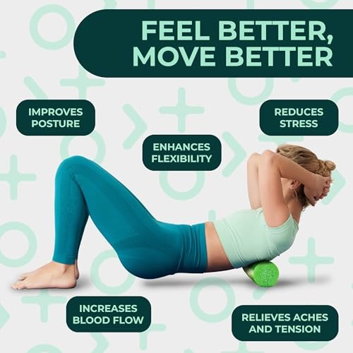 Yoga Foam Roller for Physical Therapy & Exercise – Back Roller Compact Green