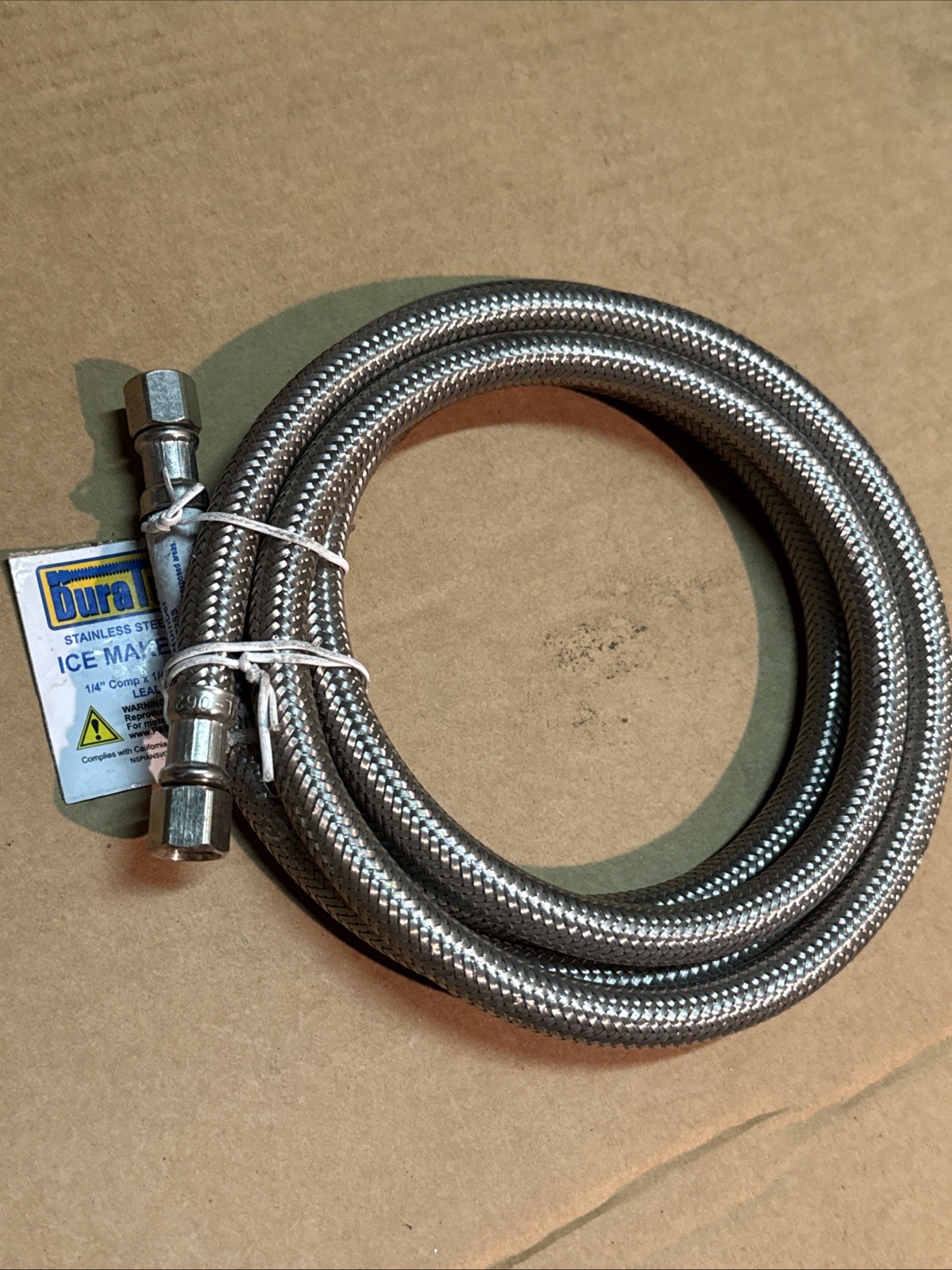 DuraTrac Ice Maker Line, Stainless Steel Braided 1/4" x 1/4" x 72"