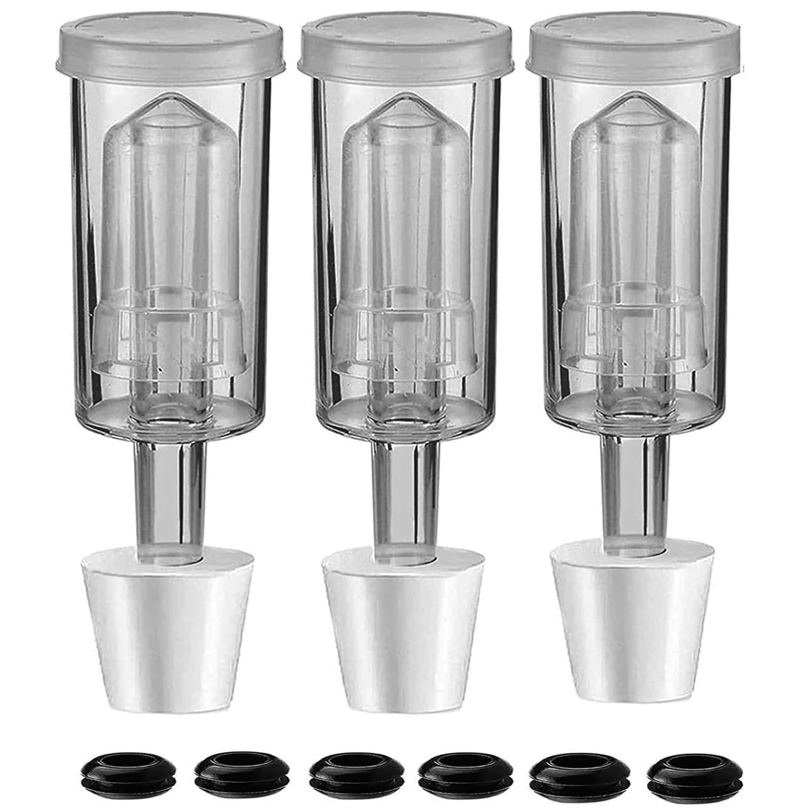 3 Piece Airlock Set for Brewing Wine Making Kimchi (3 Airlock+3 Stoppers+6...