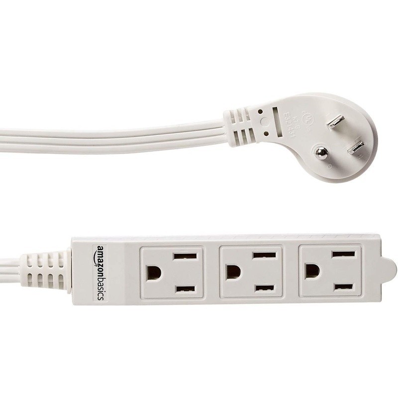 6ft Indoor Extension Cord Power Strip 2-Pack 3 Outlet Flat Plug Electronics New