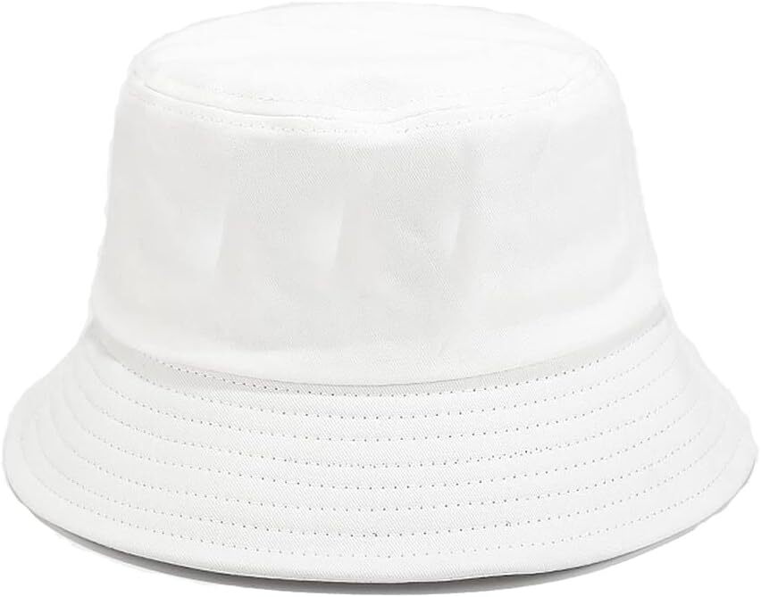 Quanhaigou Unisex Sun Hats, Fashion Beach Bucket Hat One Size, White Classic