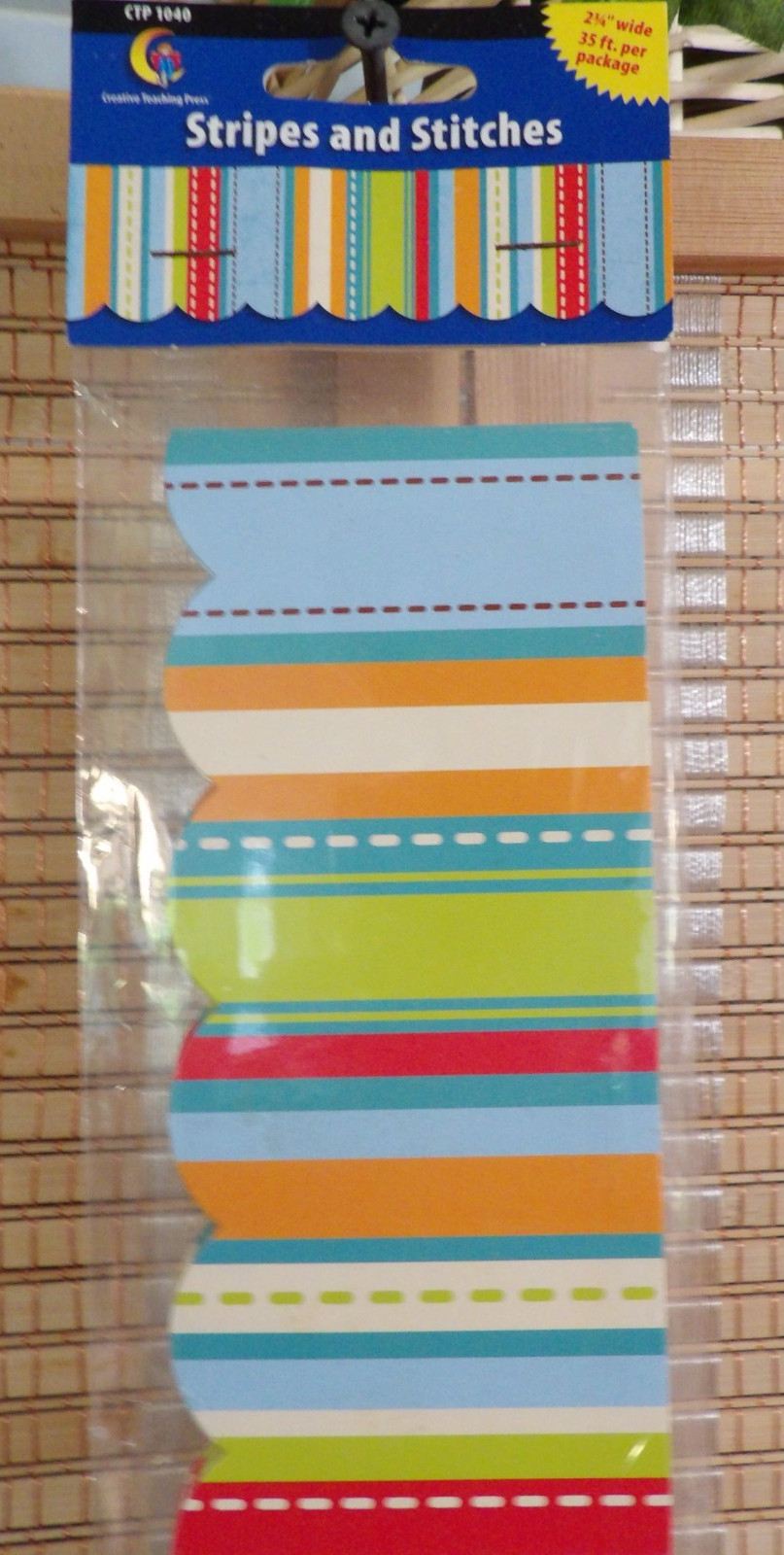 CTP - 2 3/4" Wide Stripes and Stitches Classroom Bulletin Board 35' Border Trim