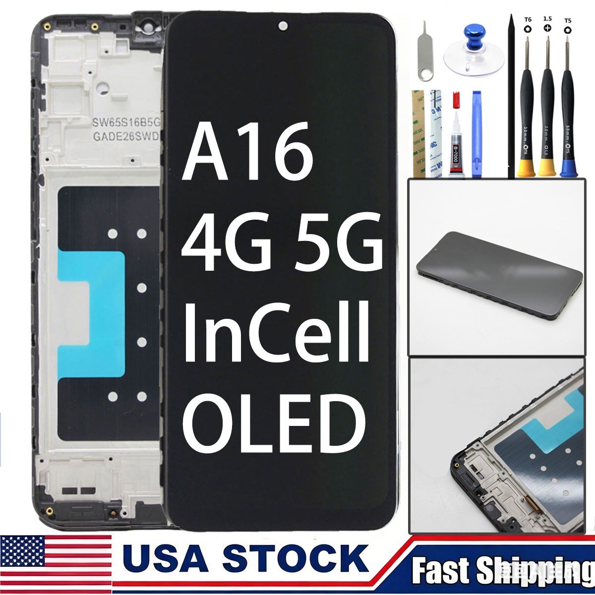 OLED/Incell LCD Display Touch Screen Digitizer Frame fit Samsung Galaxy A16 FAST