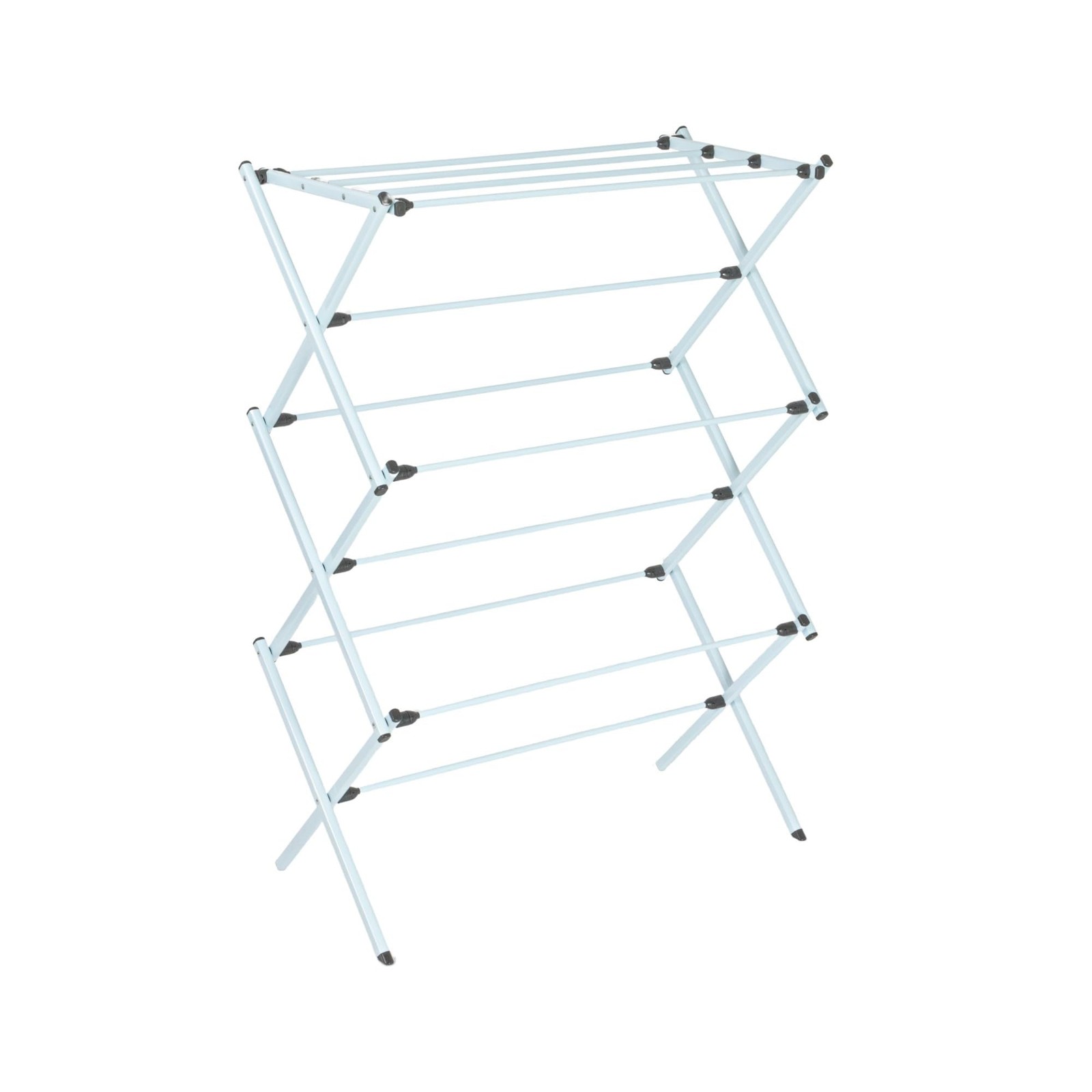Folding Clothes Drying Rack with Strong Steel Frame and 11 Coated Dowels, White