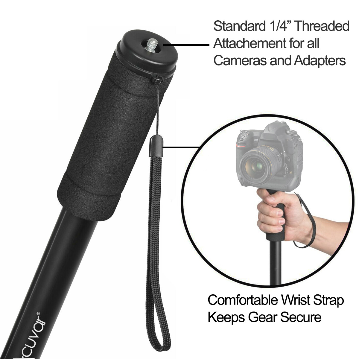 62-Inch Camera Monopod - Ultra Portable, Heavy Duty Design For Nikon Canon Sony