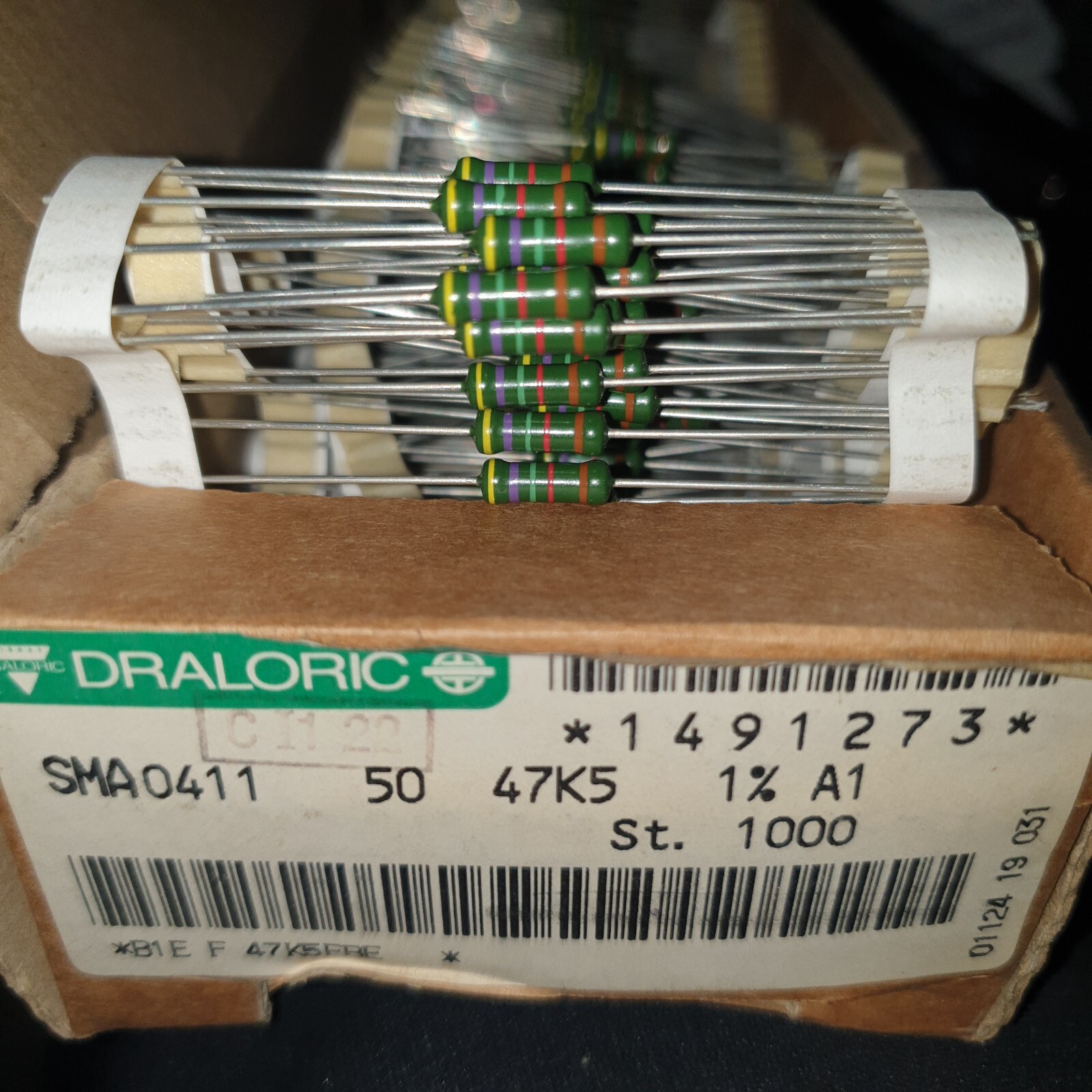 DRALORIC SMA0411 47k5 1% 1 WATT METAL FILM RESISTORS FOR TUBE AMP AUDIO! 20PCS!