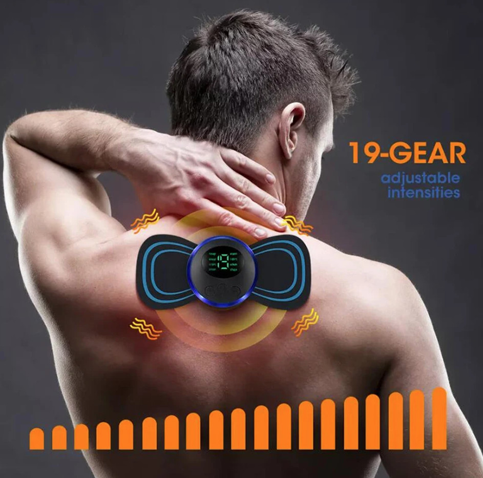 Portable EMS Neck Massager – 8 Modes, 19 Levels, Muscle Relaxat