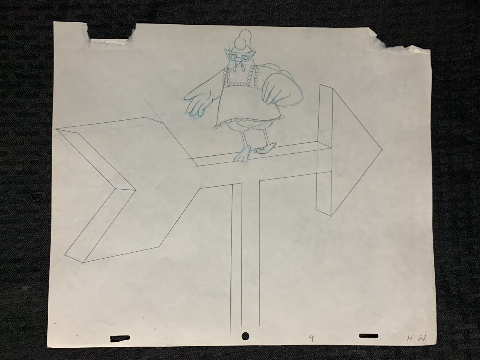 UNKNOWN Commercial 12.5x10.5" Animation Drawing - Hen on Arrow SC9 H-21