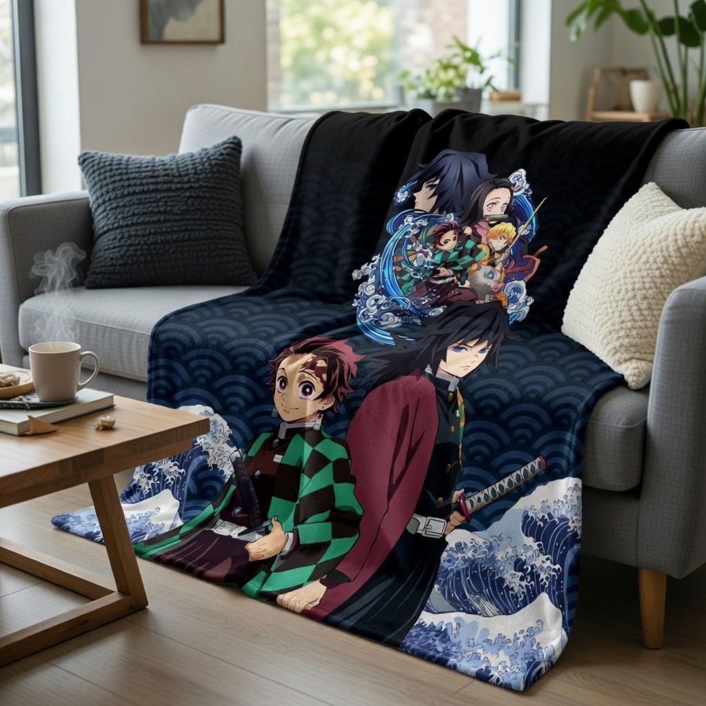 Fantasy Sword Warrior Flannel Blanket Soft Cozy Anime Throw Gift