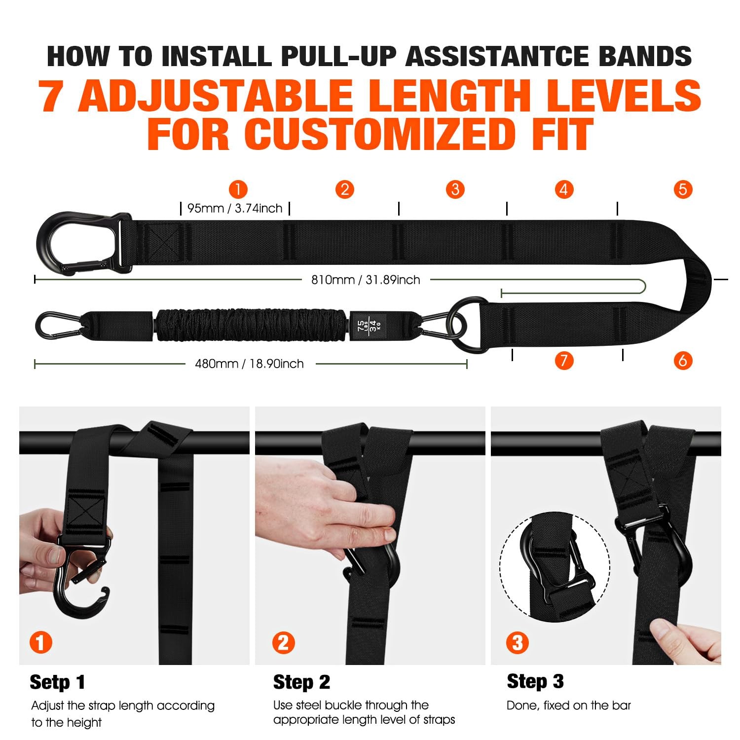 Pull Up Assistance Bands,Resistance Bands,Adjustable and Replaceable Pull Up ...