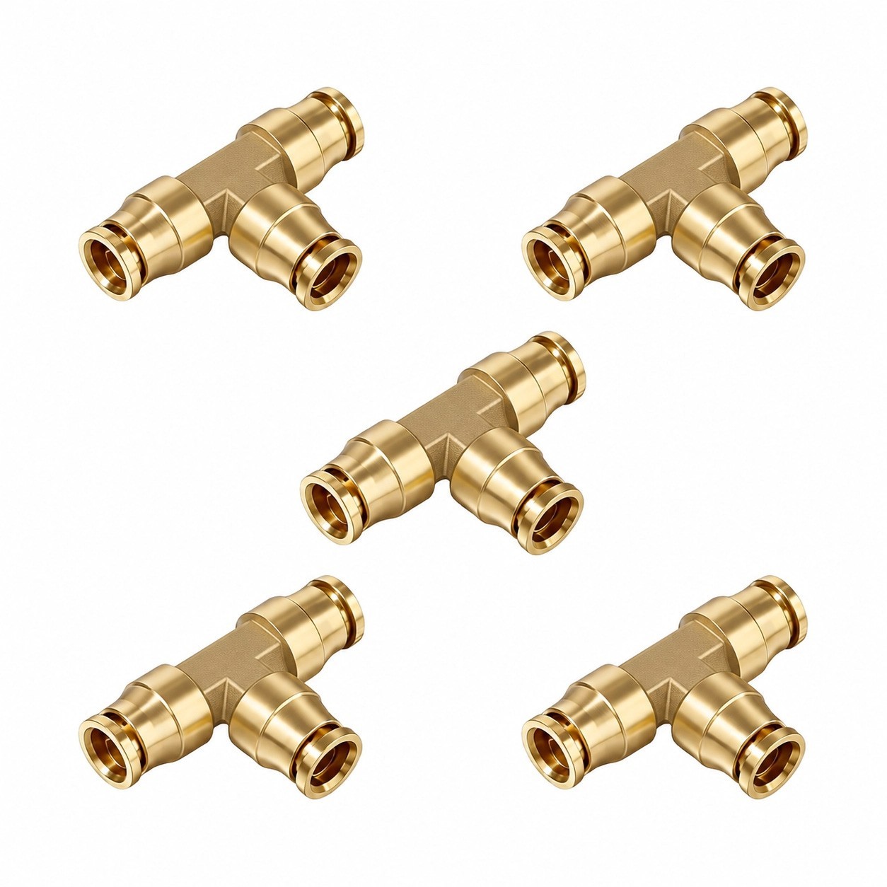 1/4''OD DOT TEE Push to Connect Fitting,5PCS Brass C36000 Air Brake Line Adapter