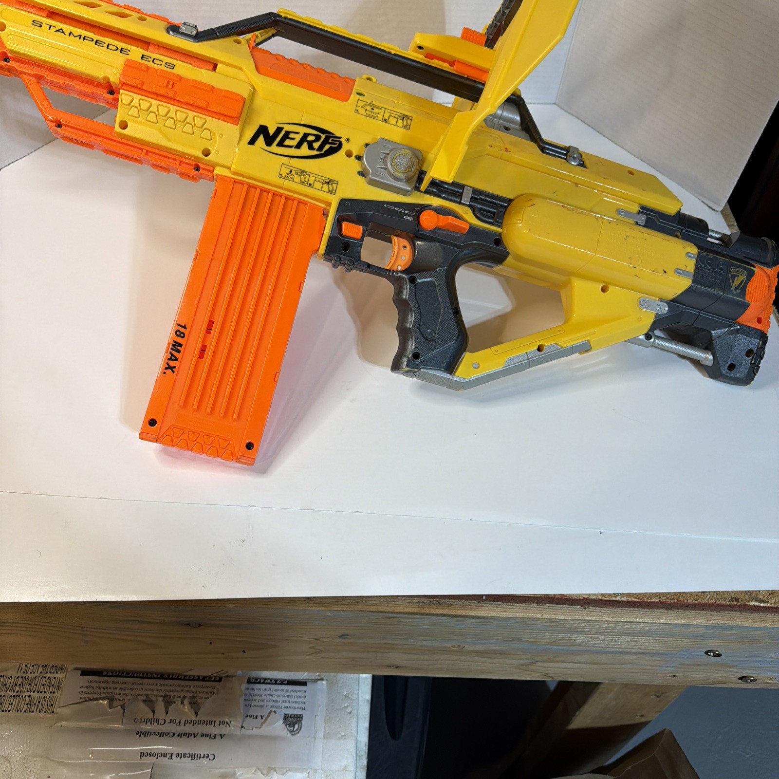 Nerf N Strike Stampede ECS Working Blaster with/Clips/Shield/darts- TESTED