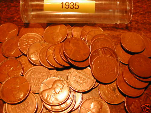 1935-P LINCOLN WHEAT CENT ROLL