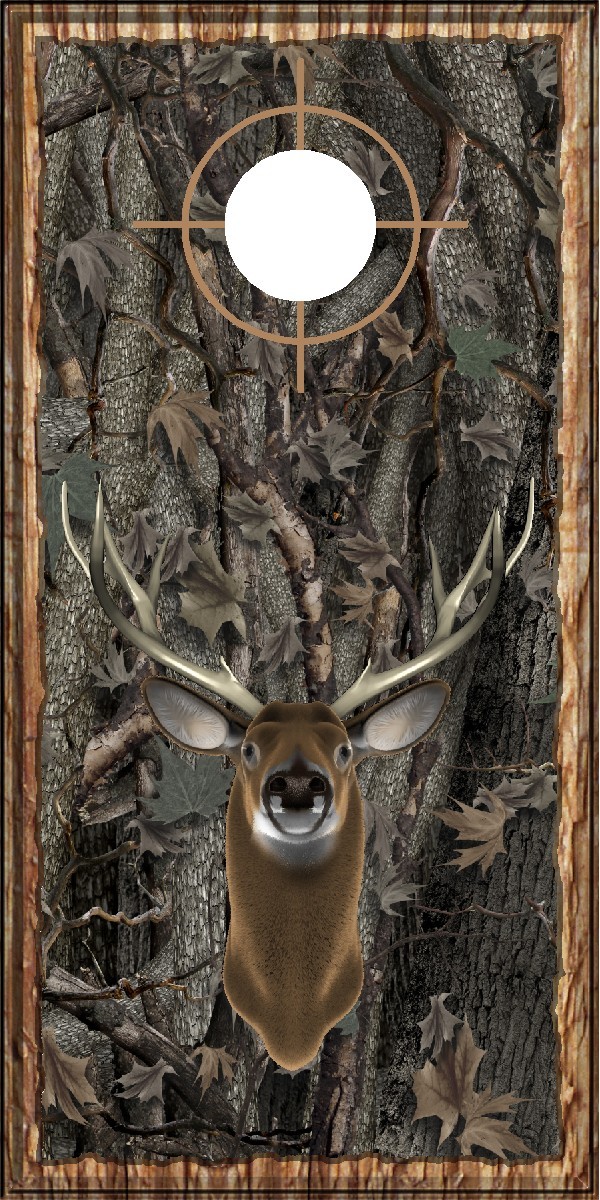 Oak camouflage deer buck hunting cornhole game board decal wraps
