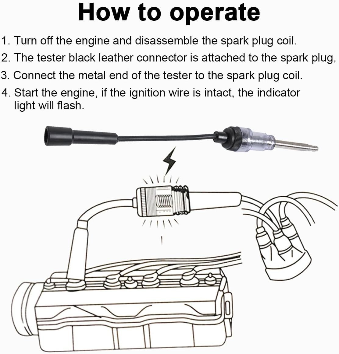 Car Inline Spark Plug , Automotive Engine Ignition Spark Plug Light Checker, ...