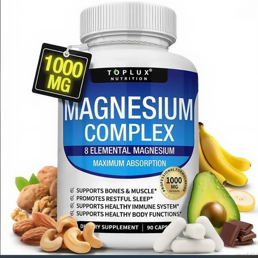 Magnesium Complex 1000mg 7 Types | Sleep Muscle Bone Support 90 Capsules TopLux