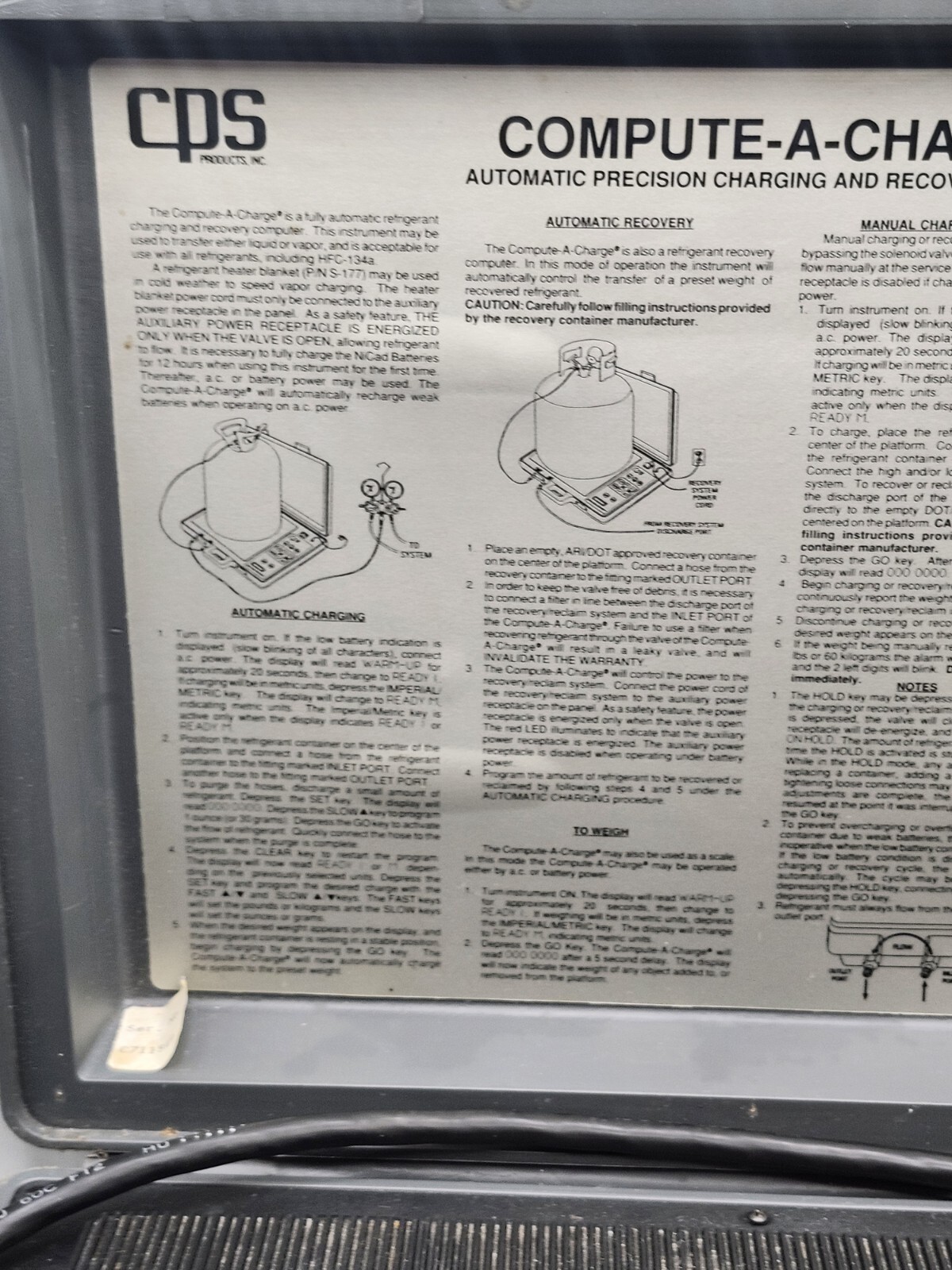 CPS CC-800 Compute-A-Charge Automatic Precision Charging & Recovery Computer!