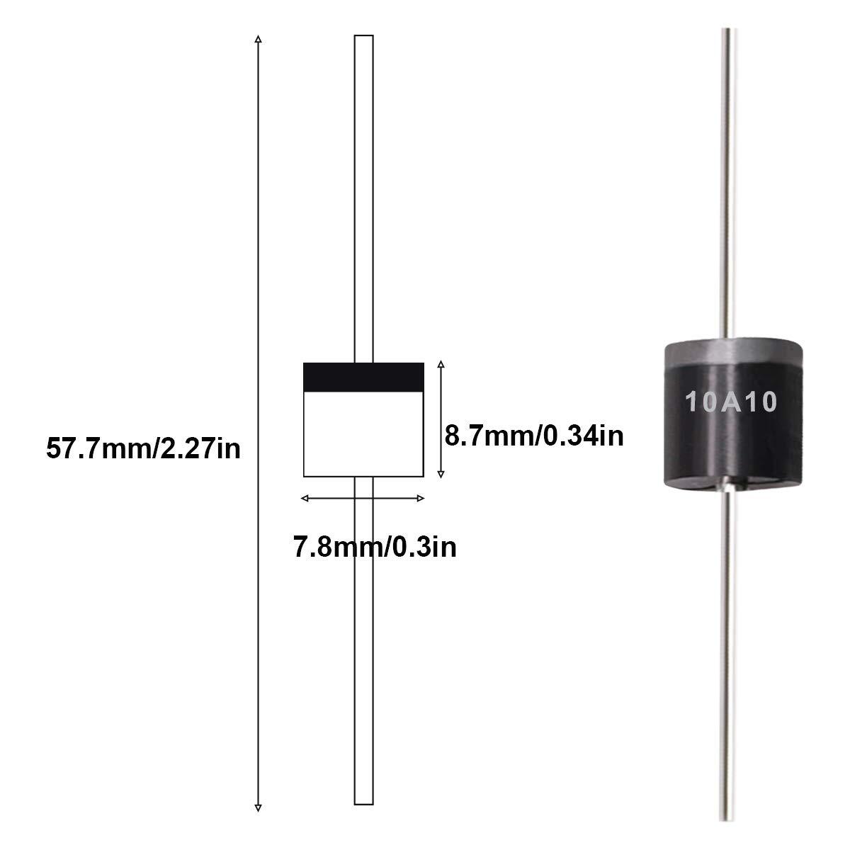 10PCS 10A10 1000V 10A 1KV Axial Rectifier Diode 10 AMP solar panel