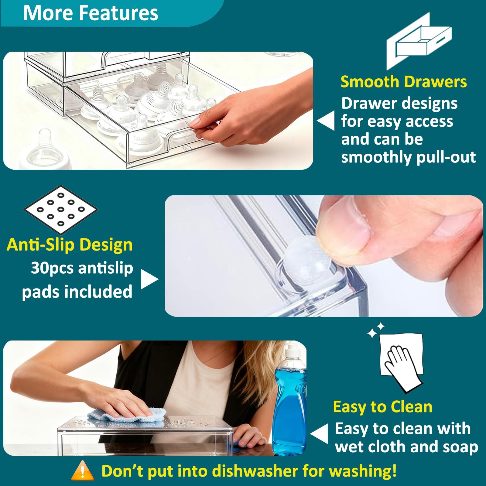 Baby Bottle Organizer for Countertop with Dust Protection, 5Pack Stackable Ba...