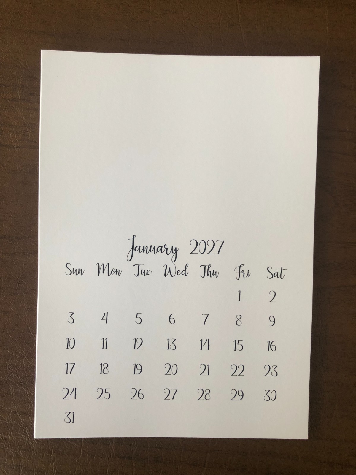 2027 Blank XL Mini Calendar 5" x 7" SCRIPT FONT (LOT of 5) DECORATE, STAMP, DIY