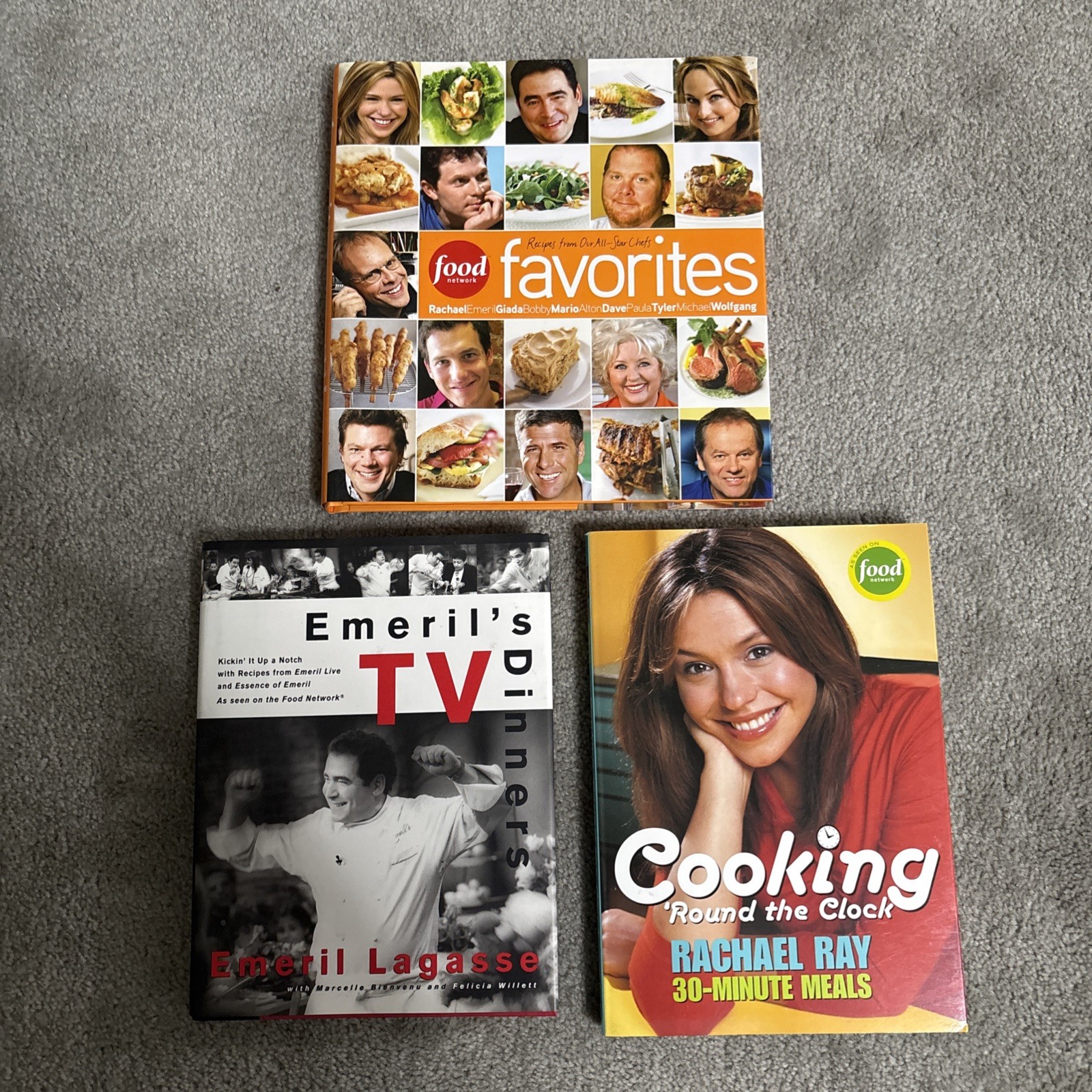 Food Network, Emeril Lagasse, & Rachael Ray Cookbooks, Recipes, Cooking- 3 Total