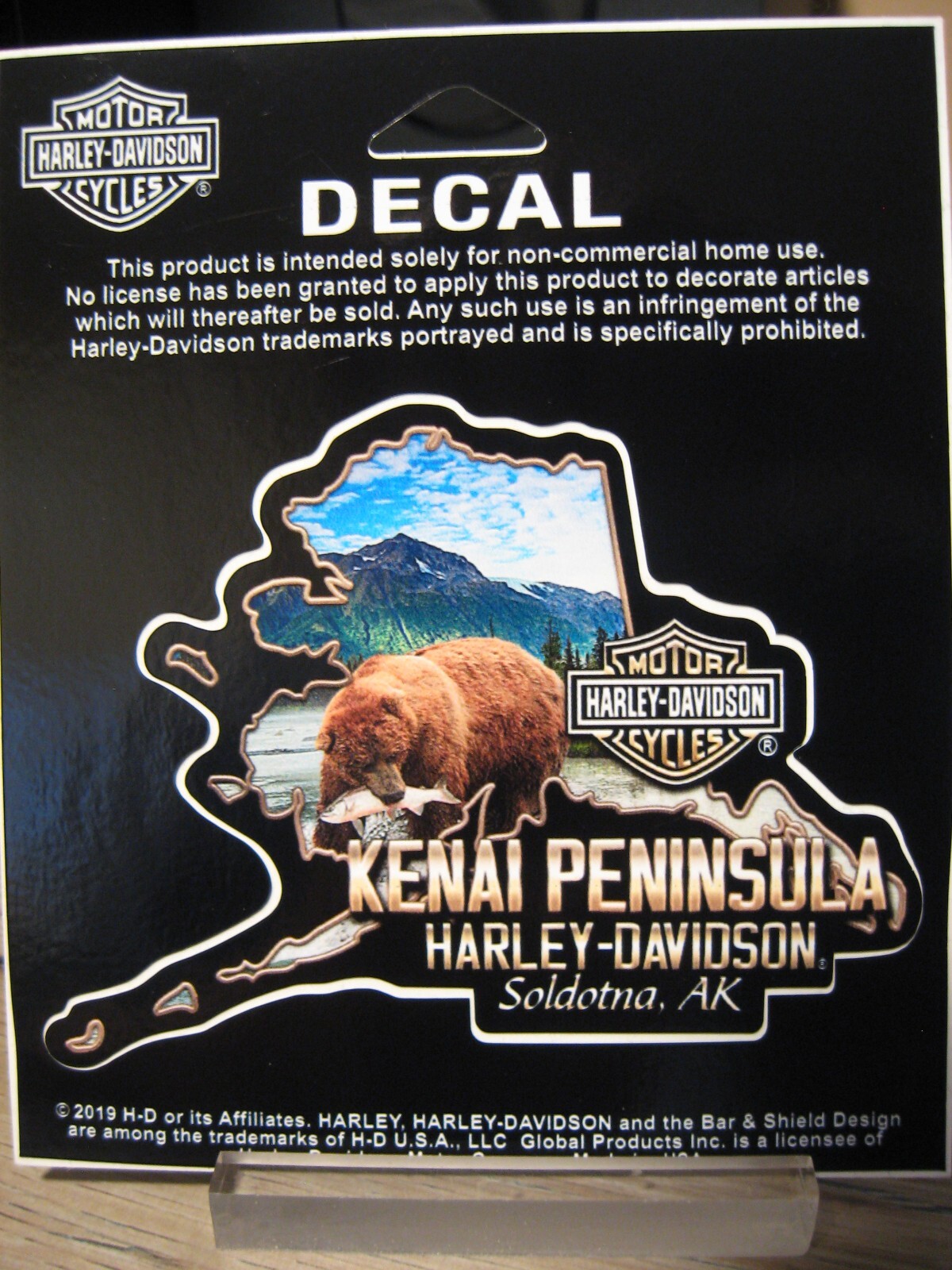 Kenai Pen. Harley Davidson Emblem Sticker Decals - Grizzly - Soldotna, Alaska