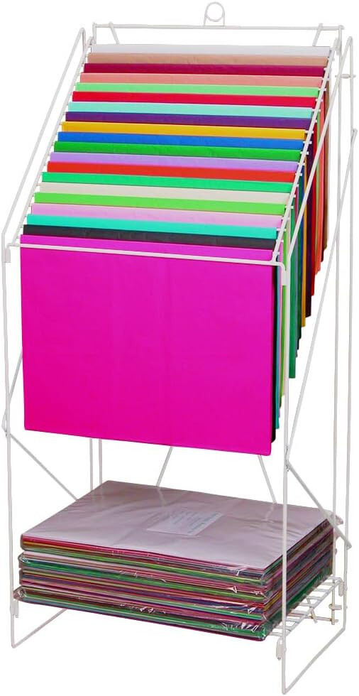 Rack White Wire Tissue Paper 20 Slot Holder 23" x 15 ½" x 49" Gift Wrap Stand