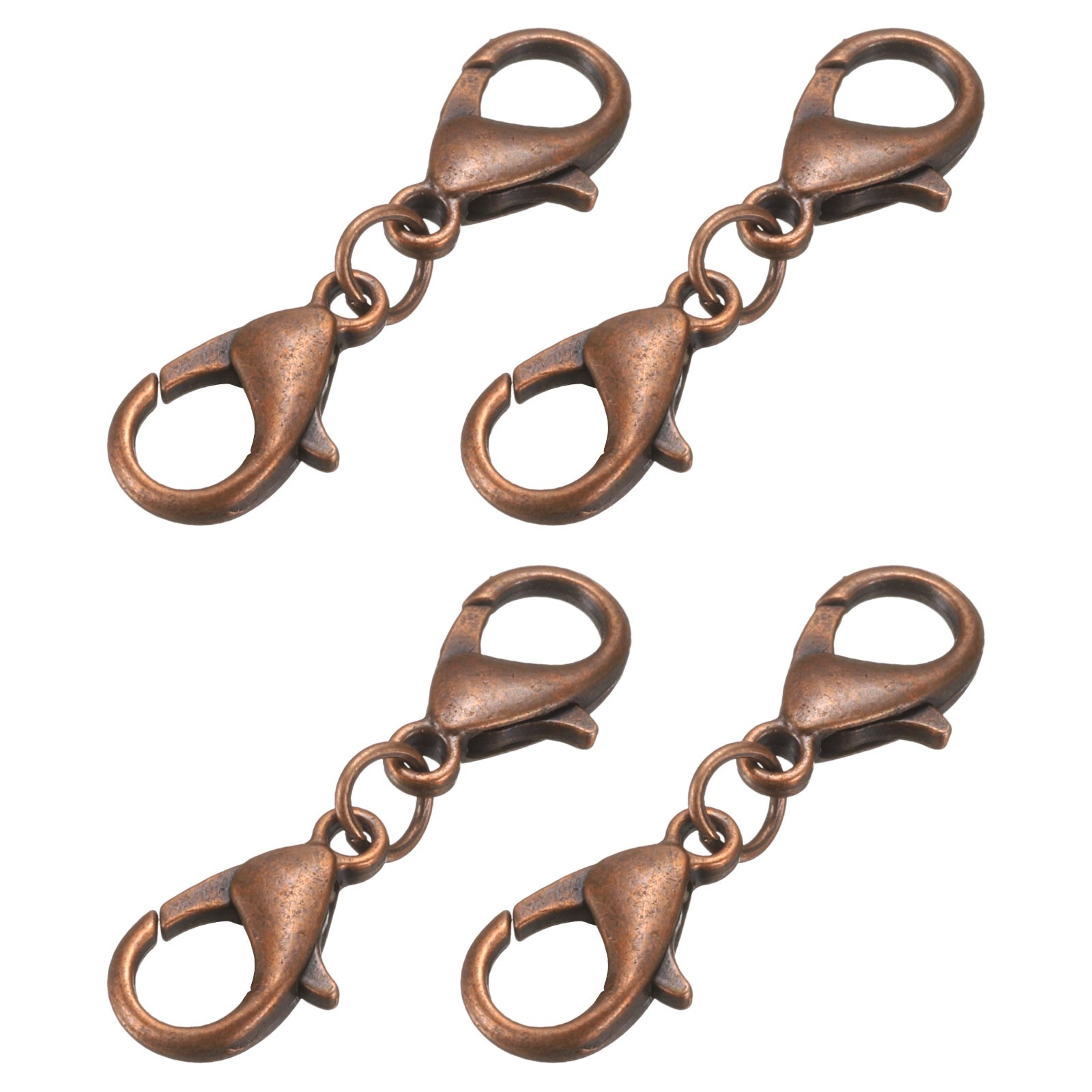 4Pcs Double Lobster Claw Clasps Bracelet Extender 30mm Retro Red Copper