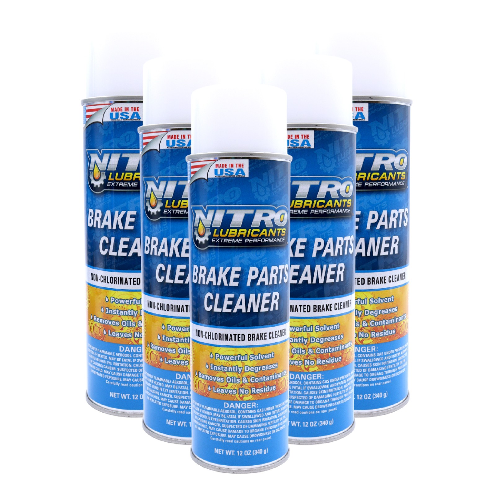 Nitro Lubricants Brake Cleaner – Non-Chlorinated, 12oz – Made in USA (5-Pack)