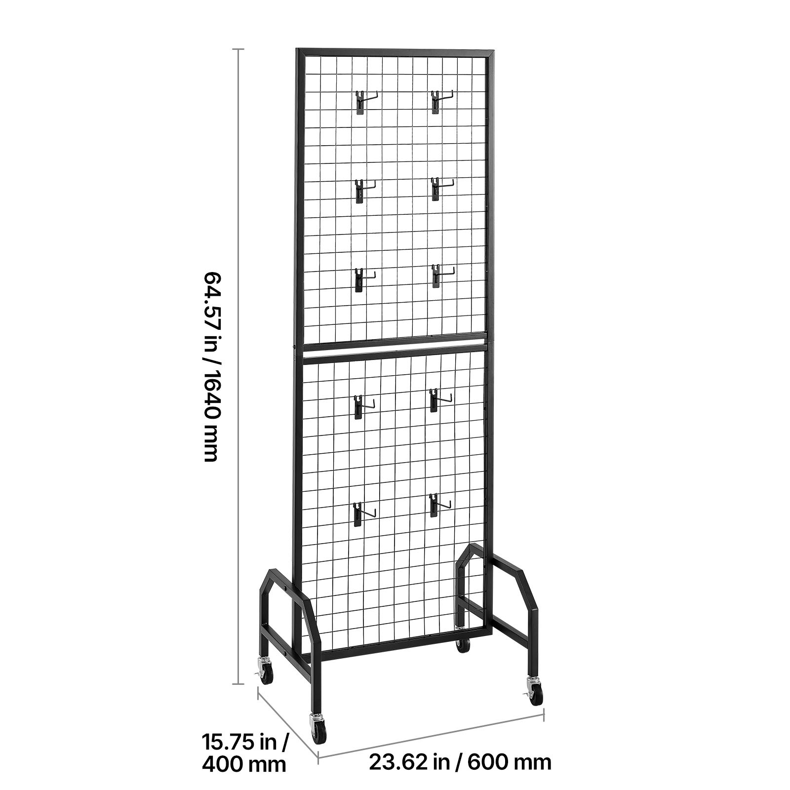 Uimoso 3-Pack Grid Wall Panels 1.9 x 5.4ft Wire Display Rack with Wheels & Hooks